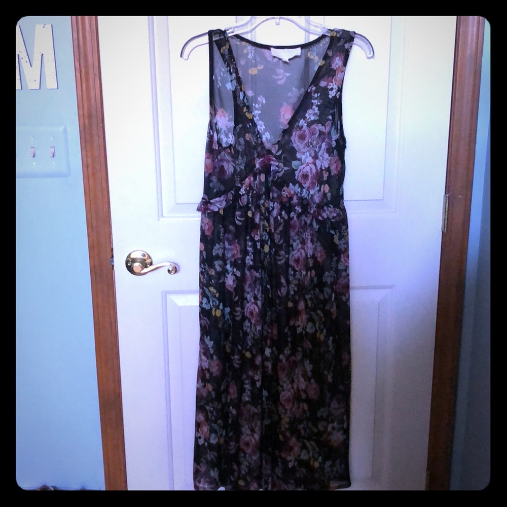 Floral see through dress with black slip